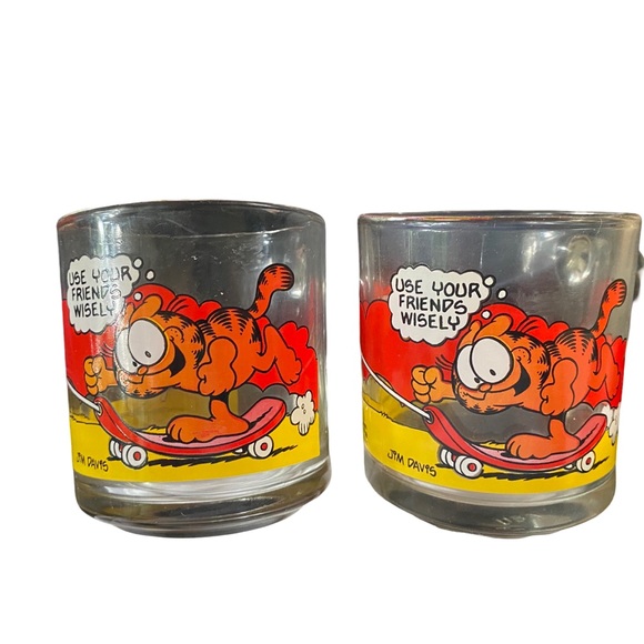 McDonald's Other - Vintage 1978 McDonald's GARFIELD Glass Mug Use Your Friends Wisely. Set of‎ 2